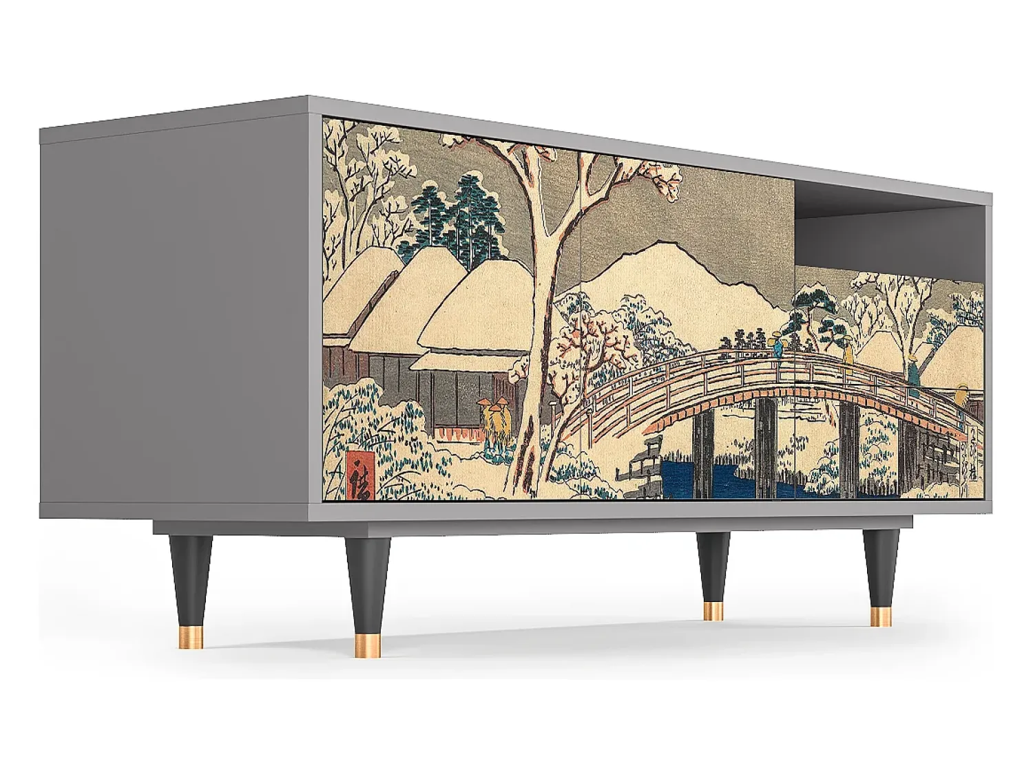 Mueble de TV - 125х56х41 cm - T7 - Katabira River, Cinza^ Móvel De Tv