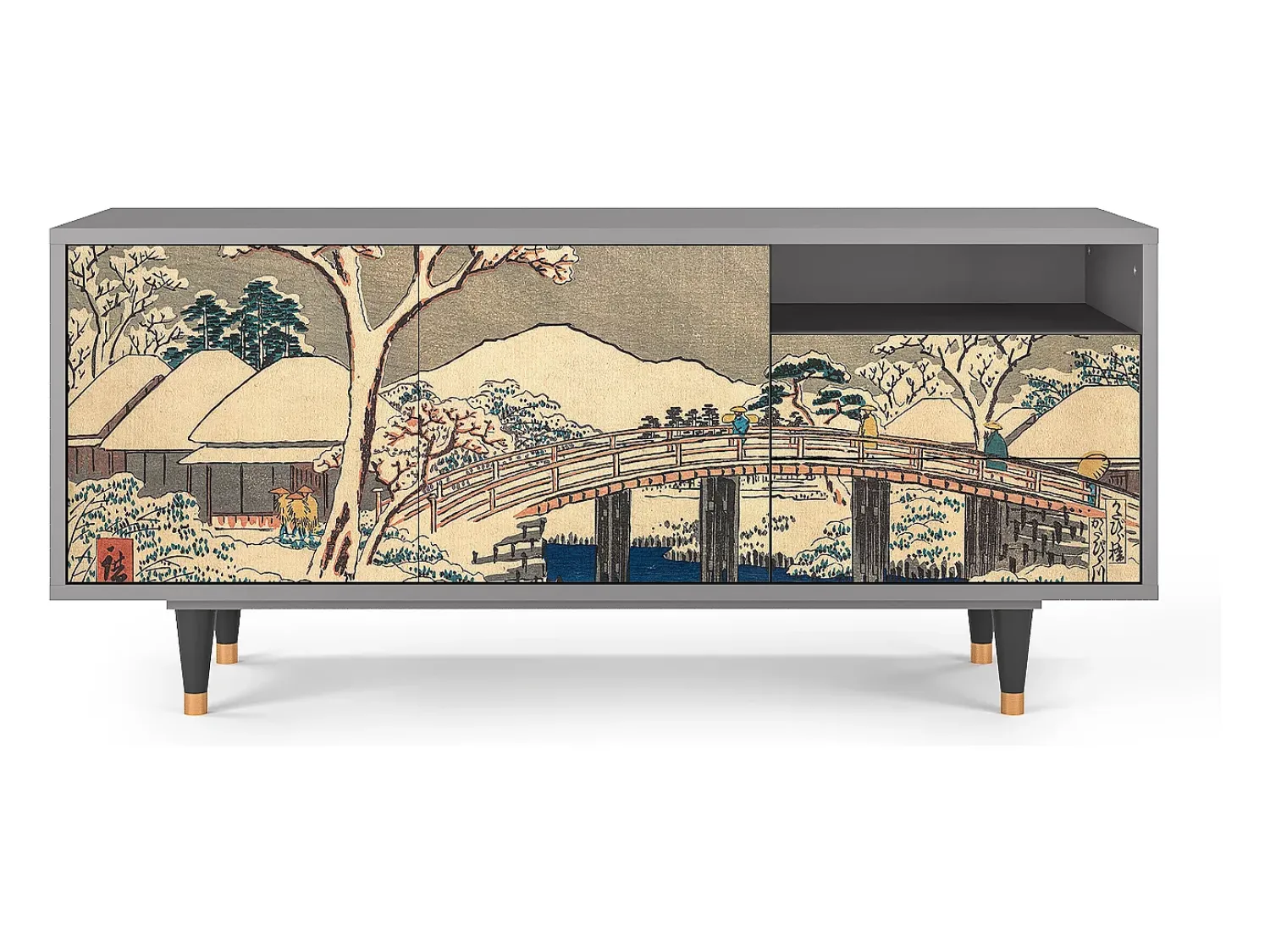 Mueble de TV - 125х56х41 cm - T7 - Katabira River, Cinza^ Móvel De Tv