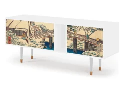 Móvel De Tv| Mueble de TV - 170х69х48 cm - T1 - Katabira River, Branco Bege