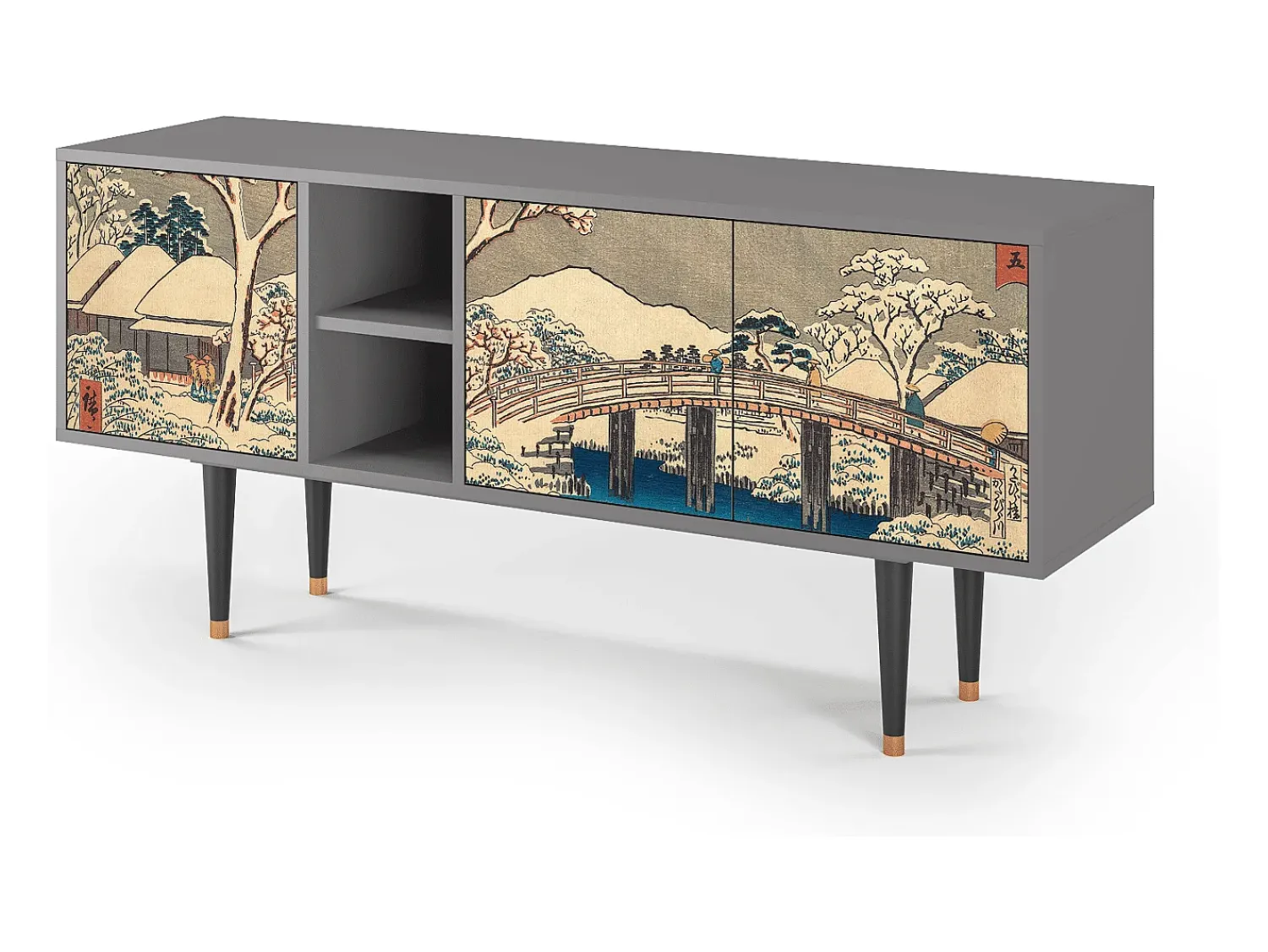 Mueble de TV - 150х69х41 cm - T5 - Katabira River, Cinza^ Móvel De Tv