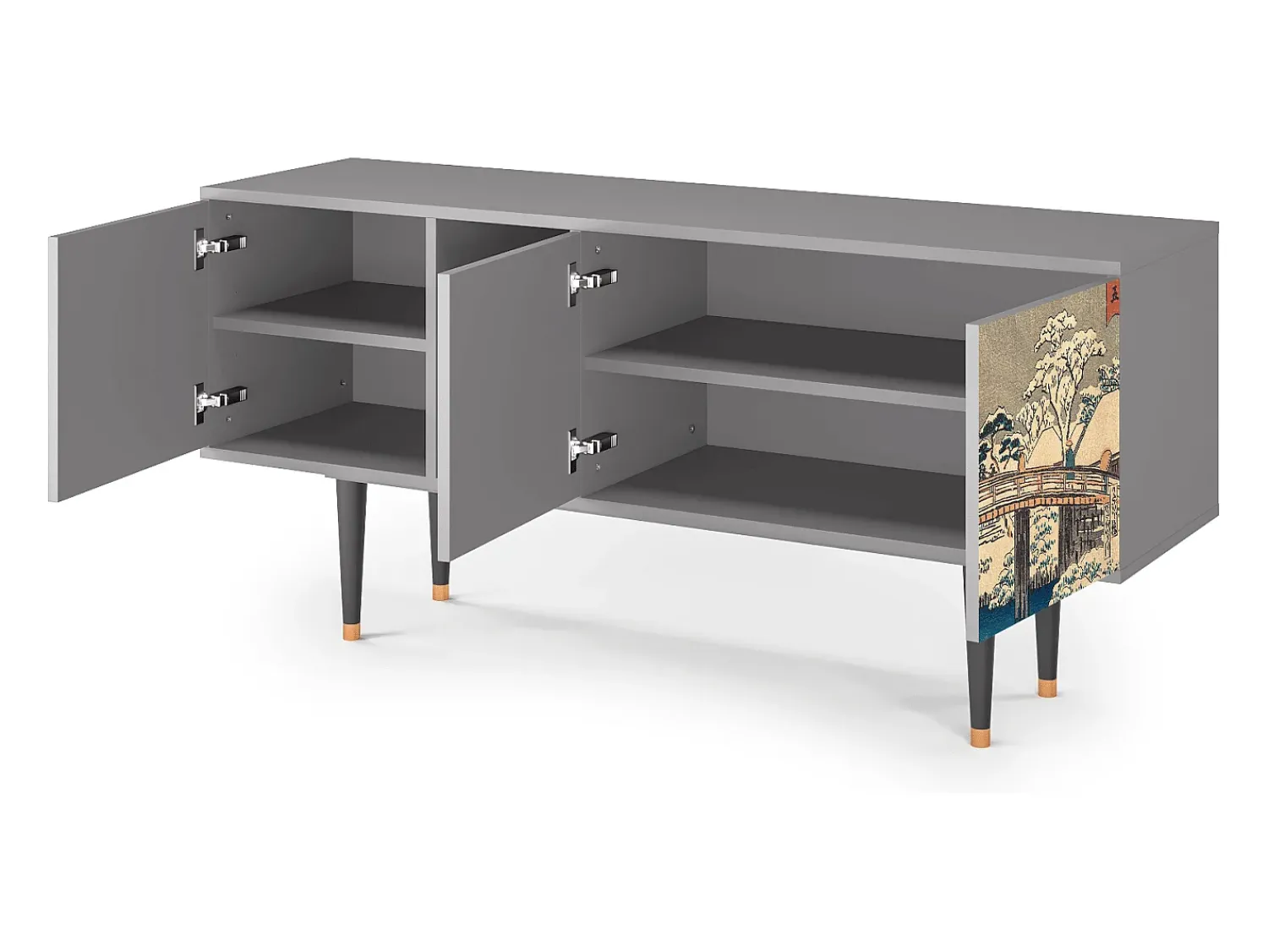 Mueble de TV - 150х69х41 cm - T5 - Katabira River, Cinza^ Móvel De Tv