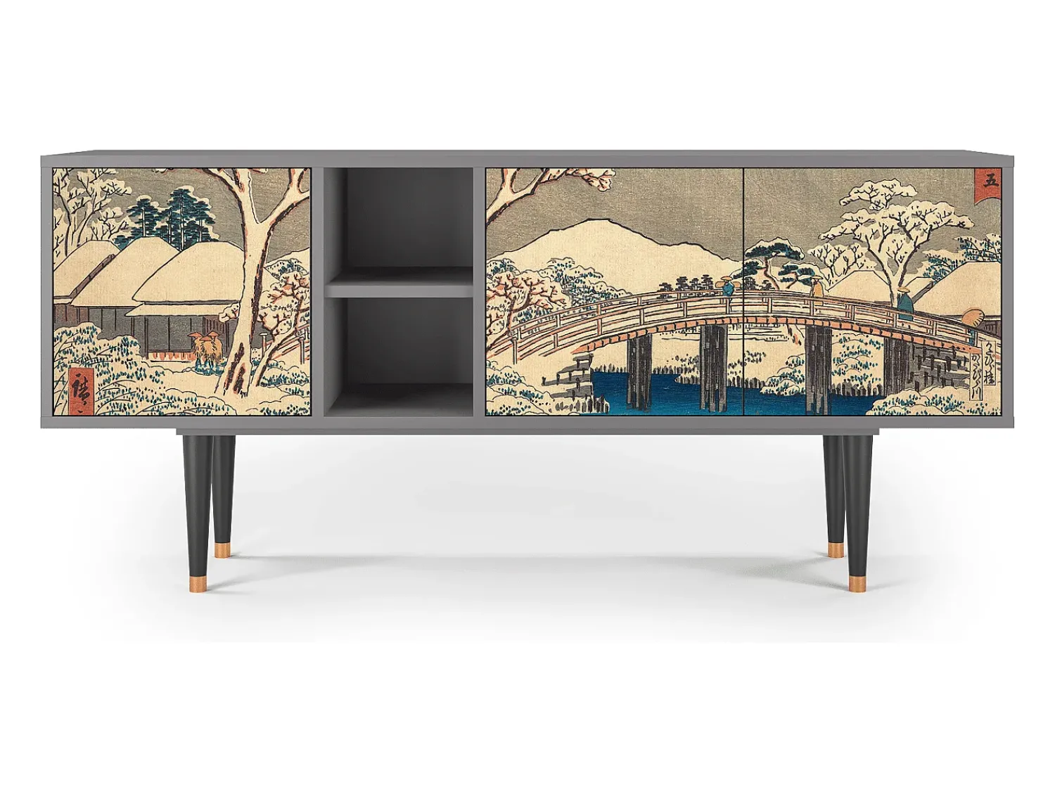 Mueble de TV - 150х69х41 cm - T5 - Katabira River, Cinza^ Móvel De Tv
