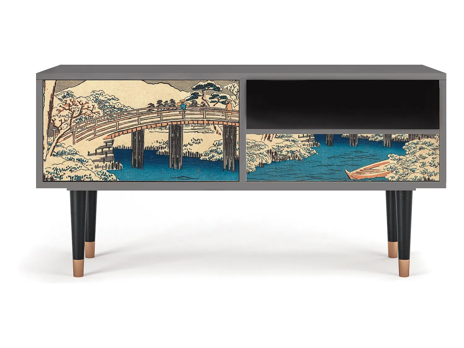Móvel De Tv| Mueble de TV - 115х59х48 cm - T3 - Katabira River, Areia Bege