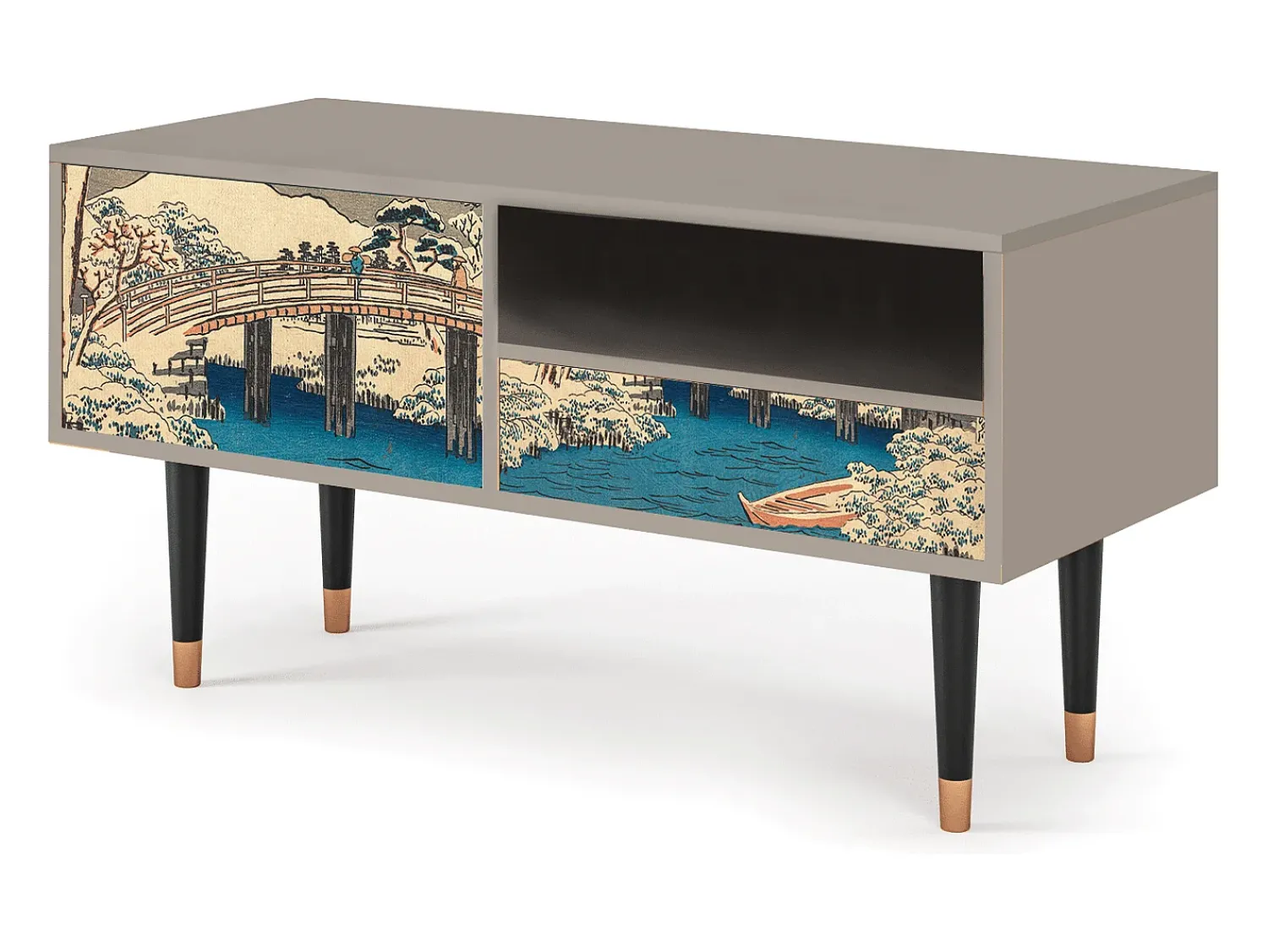 Móvel De Tv| Mueble de TV - 115х59х48 cm - T3 - Katabira River, Areia Bege
