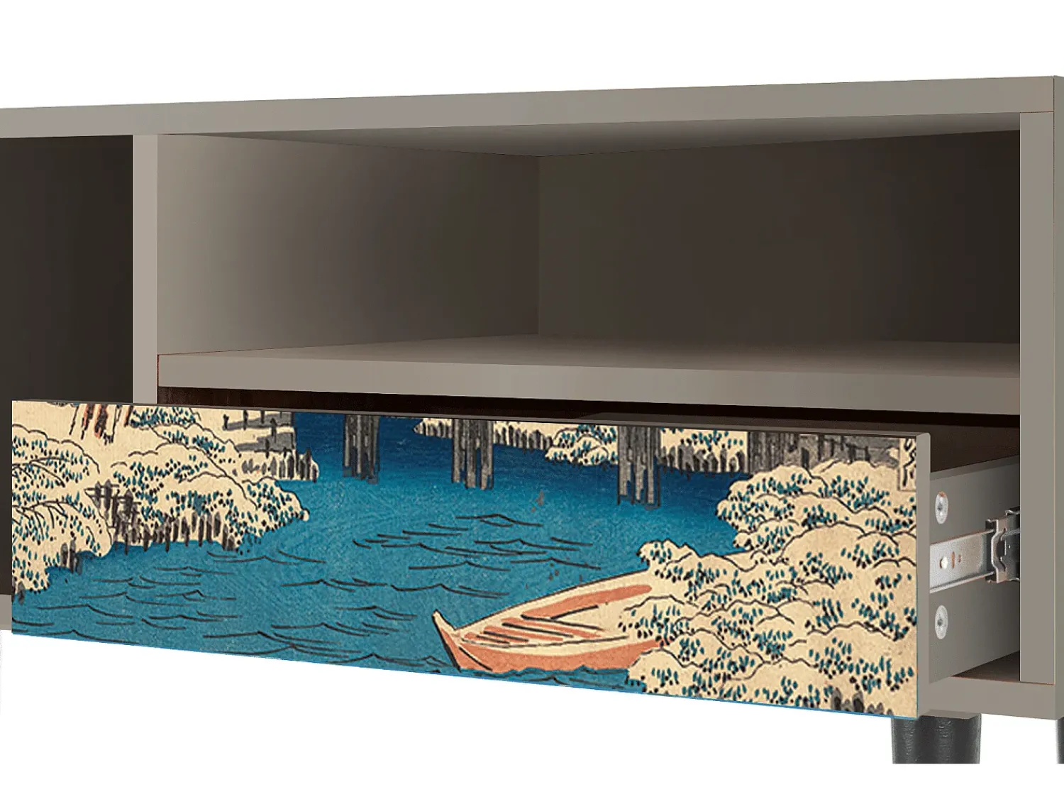Móvel De Tv| Mueble de TV - 115х59х48 cm - T3 - Katabira River, Areia Bege