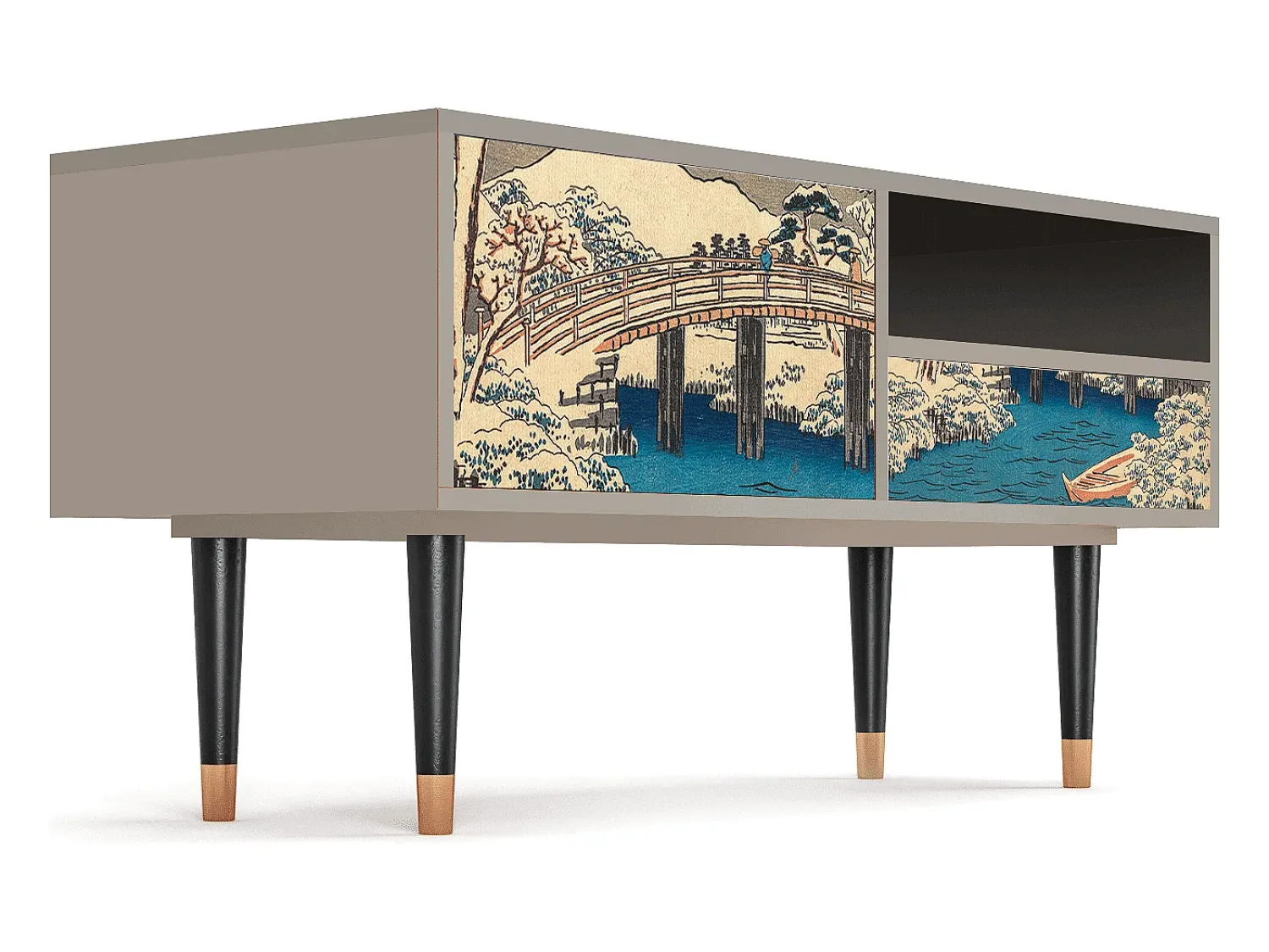 Móvel De Tv| Mueble de TV - 115х59х48 cm - T3 - Katabira River, Areia Bege