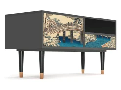 Móvel De Tv* Mueble de TV - 115х59х48 cm - T3 - Katabira River, Antracite Cinza antracite