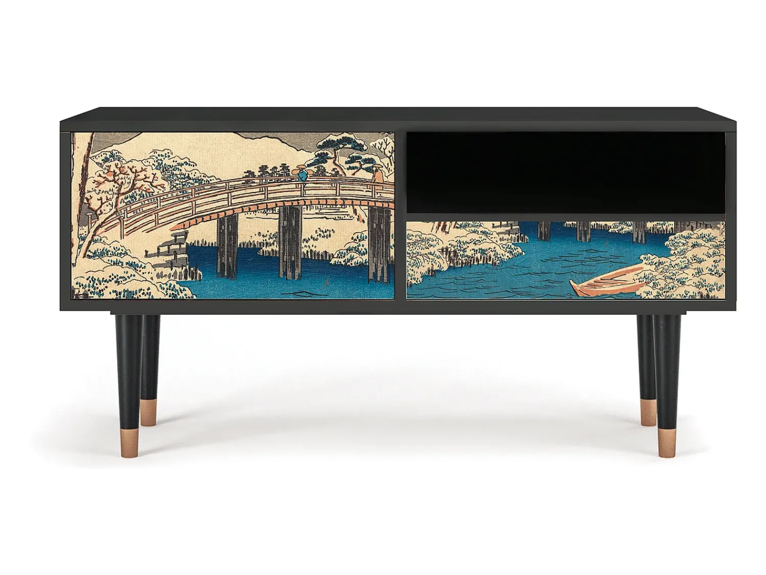Móvel De Tv* Mueble de TV - 115х59х48 cm - T3 - Katabira River, Antracite Cinza antracite