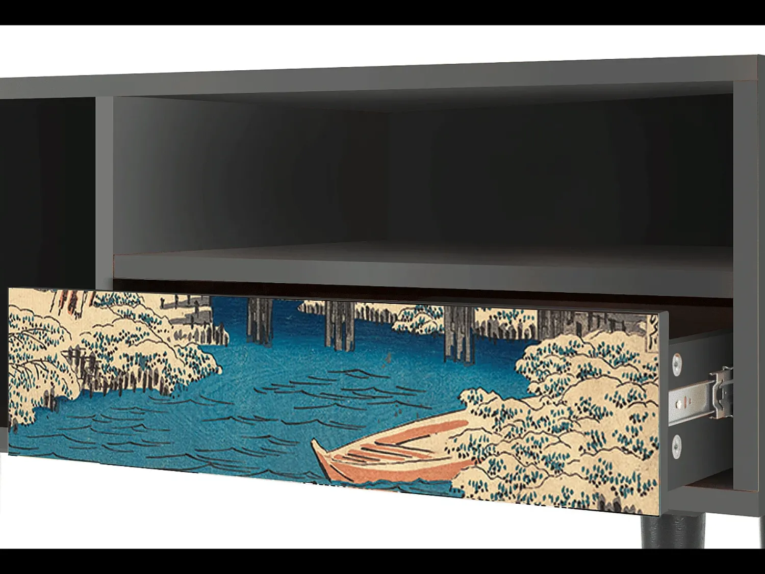 Móvel De Tv* Mueble de TV - 115х59х48 cm - T3 - Katabira River, Antracite Cinza antracite