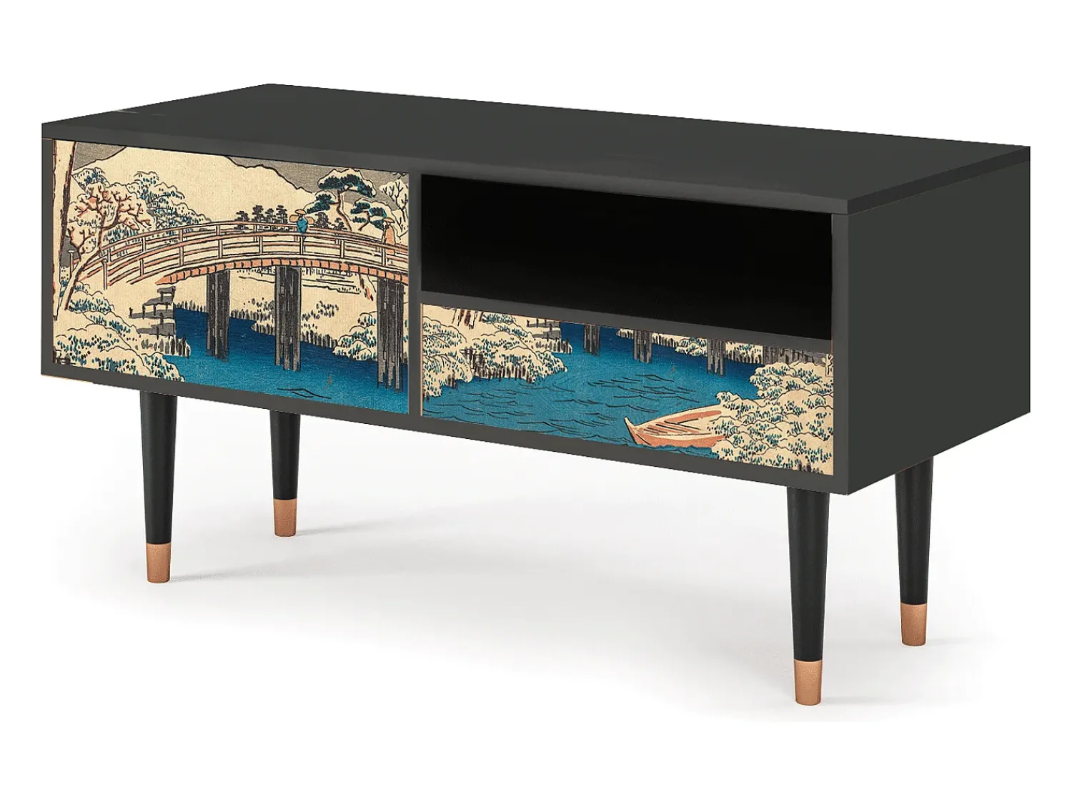 Móvel De Tv* Mueble de TV - 115х59х48 cm - T3 - Katabira River, Antracite Cinza antracite