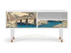 Clearance Mueble de TV - 115х59х48 cm - T3 - Katabira River, Branco Bege