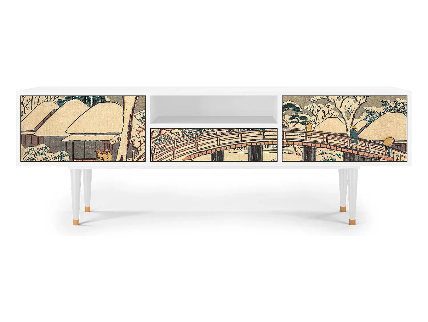 Móvel De Tv| Mueble de TV - 170х59х41 cm - T6 - Katabira River, Branco Bege