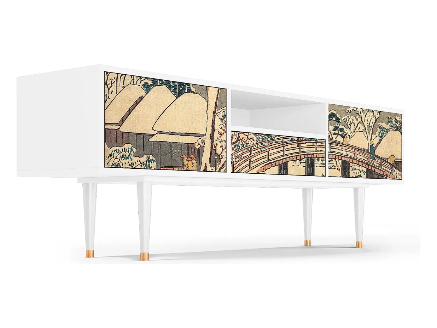 Móvel De Tv| Mueble de TV - 170х59х41 cm - T6 - Katabira River, Branco Bege