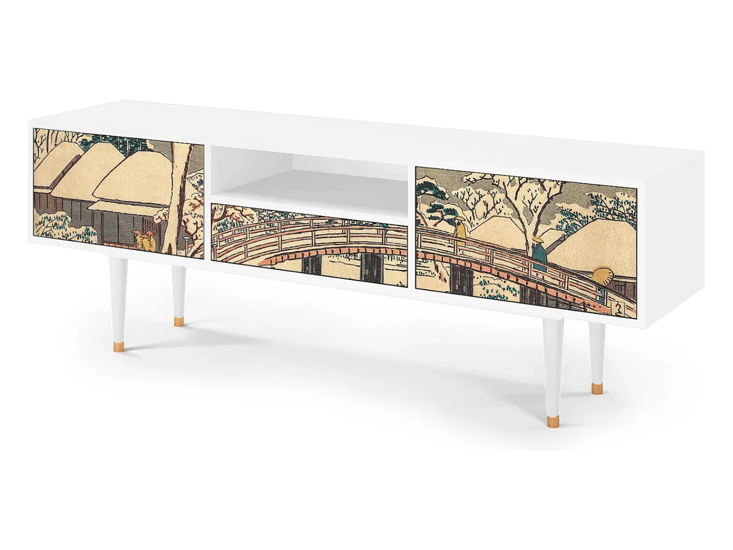 Móvel De Tv| Mueble de TV - 170х59х41 cm - T6 - Katabira River, Branco Bege