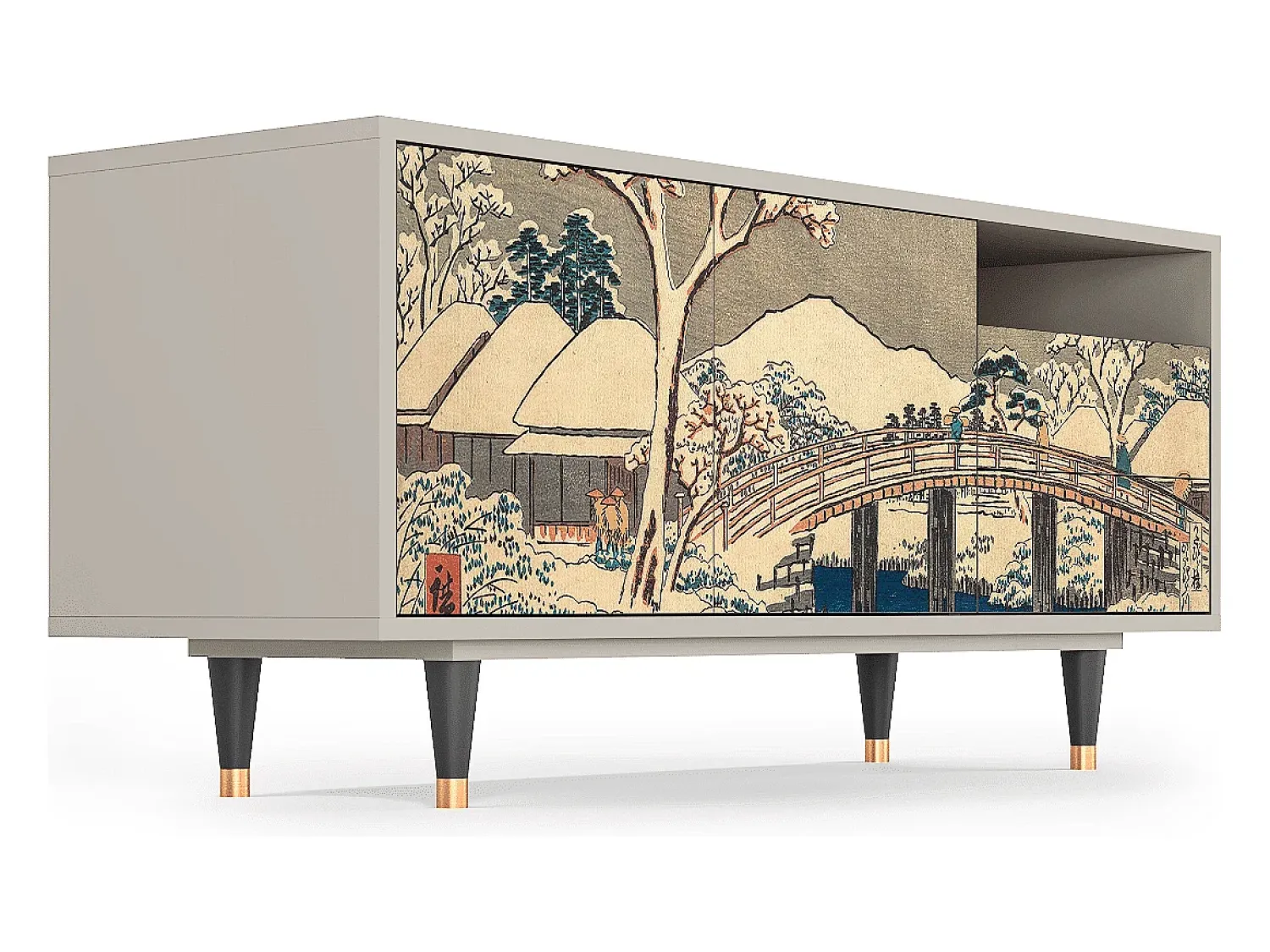Móvel De Tv* Mueble de TV - 125х56х41 cm - T7 - Katabira River, Areia Bege