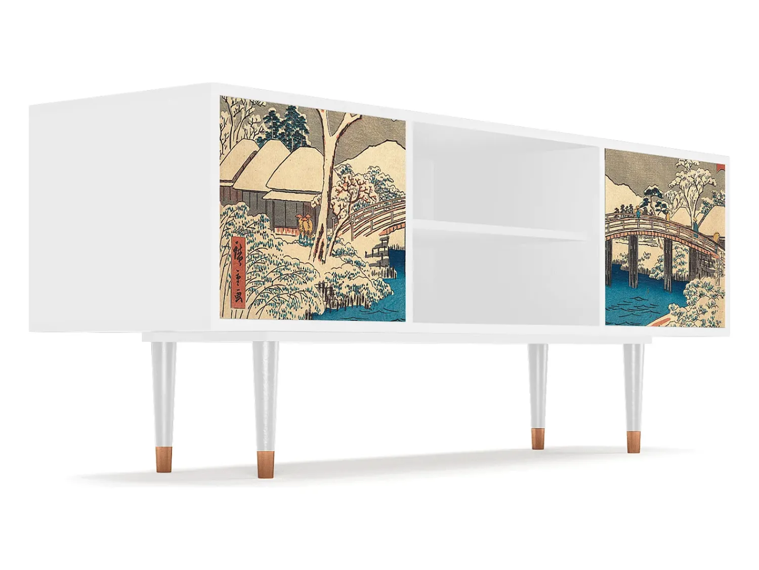 Móvel De Tv| Mueble de TV - 170х69х48 cm - T2 - Katabira River, Branco Bege
