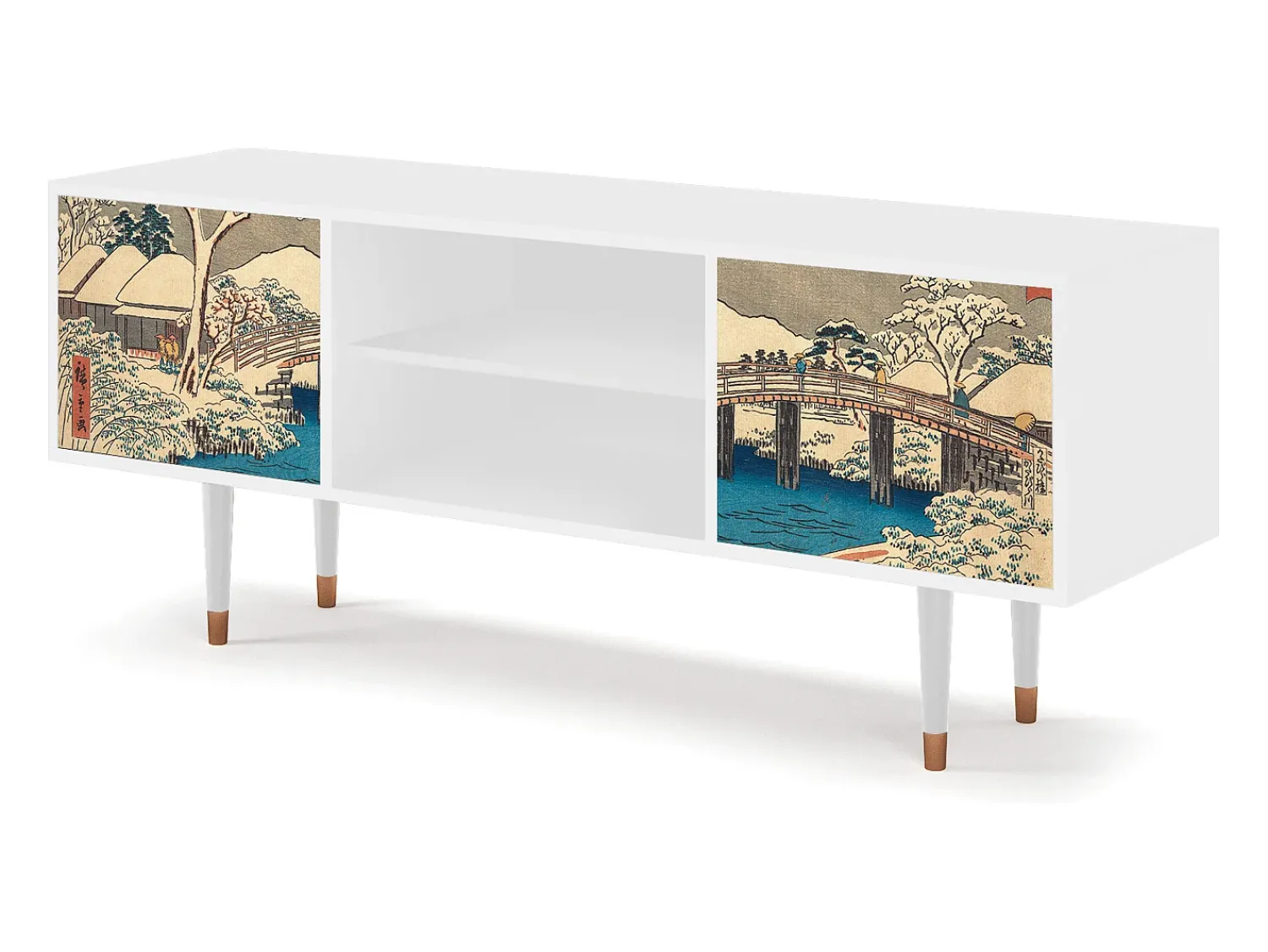 Móvel De Tv| Mueble de TV - 170х69х48 cm - T2 - Katabira River, Branco Bege