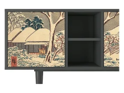 New Mueble de TV - 150х69х41 cm - T5 - Katabira River, Antracite Cinza antracite