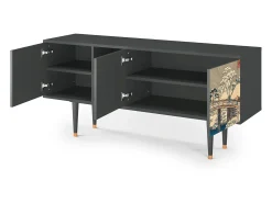New Mueble de TV - 150х69х41 cm - T5 - Katabira River, Antracite Cinza antracite