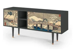 New Mueble de TV - 150х69х41 cm - T5 - Katabira River, Antracite Cinza antracite