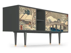 New Mueble de TV - 150х69х41 cm - T5 - Katabira River, Antracite Cinza antracite