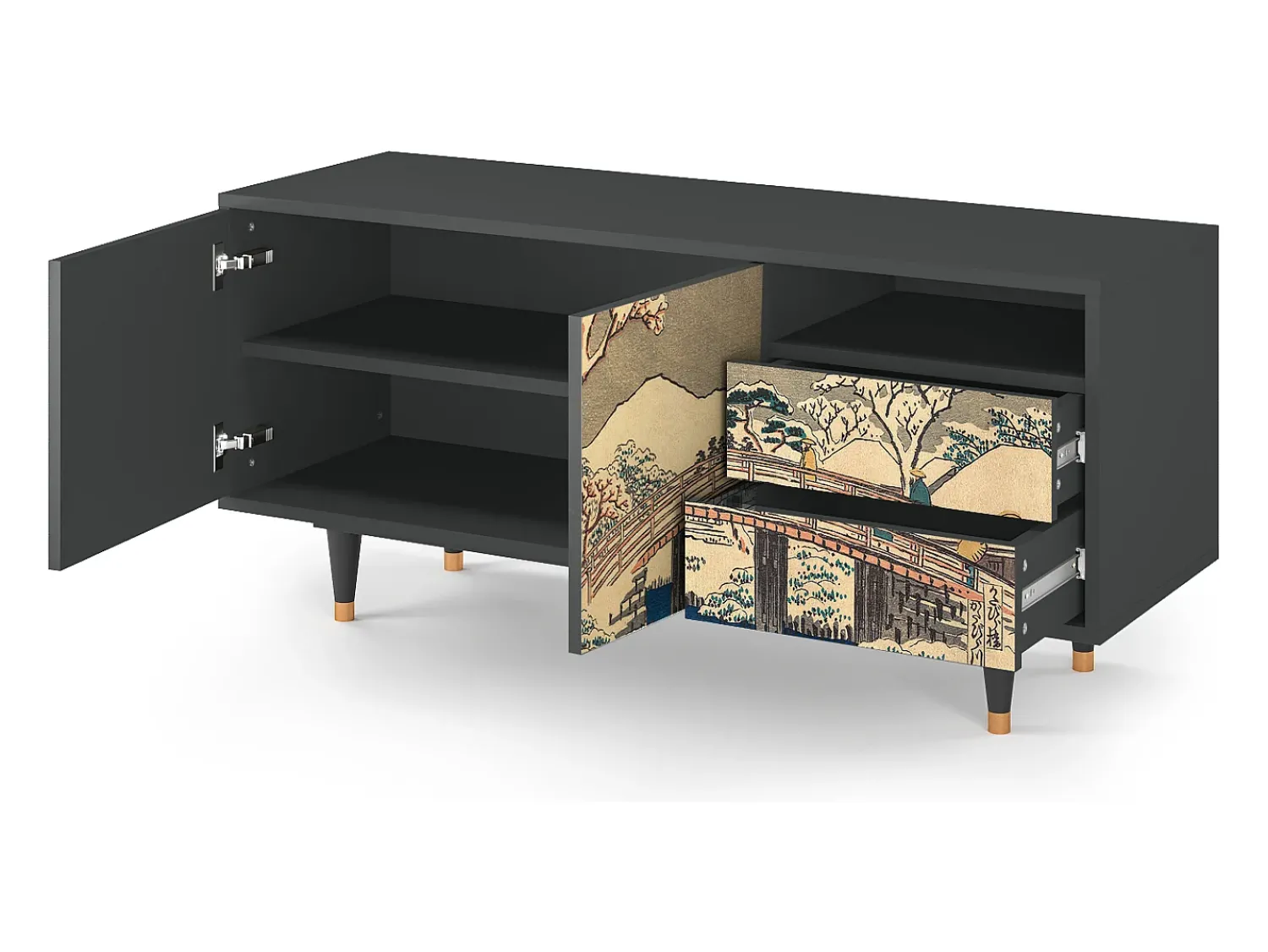 Móvel De Tv* Mueble de TV - 125х56х41 cm - T7 - Katabira River, Antracite Cinza antracite