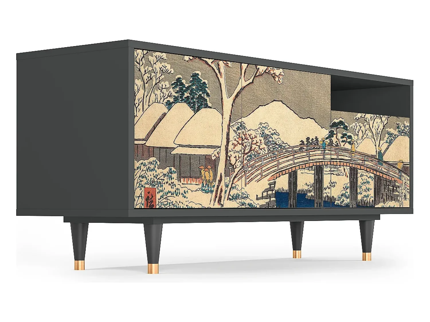 Móvel De Tv* Mueble de TV - 125х56х41 cm - T7 - Katabira River, Antracite Cinza antracite