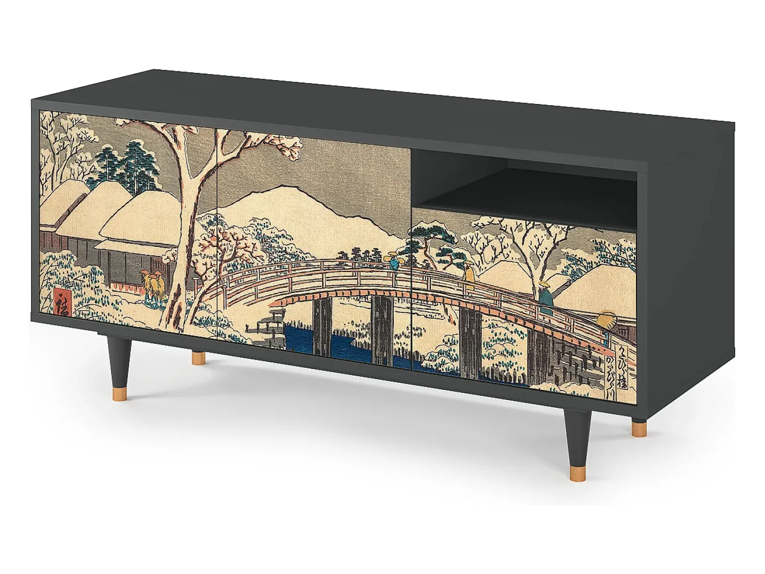 Móvel De Tv* Mueble de TV - 125х56х41 cm - T7 - Katabira River, Antracite Cinza antracite