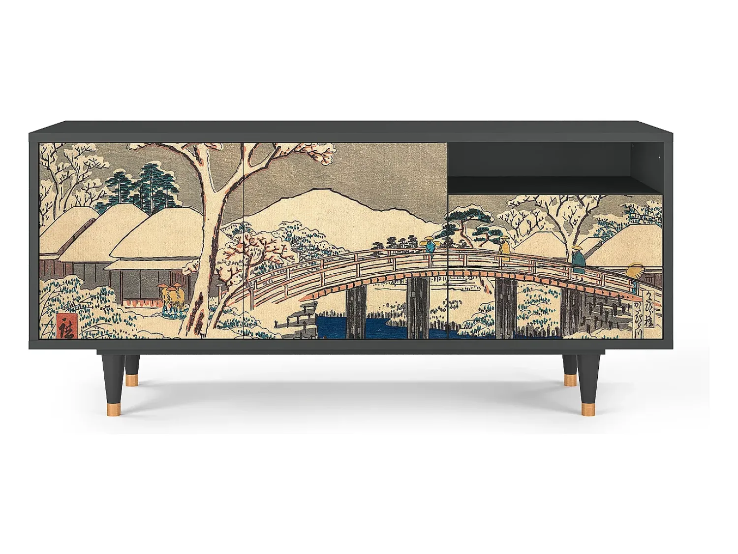 Móvel De Tv* Mueble de TV - 125х56х41 cm - T7 - Katabira River, Antracite Cinza antracite