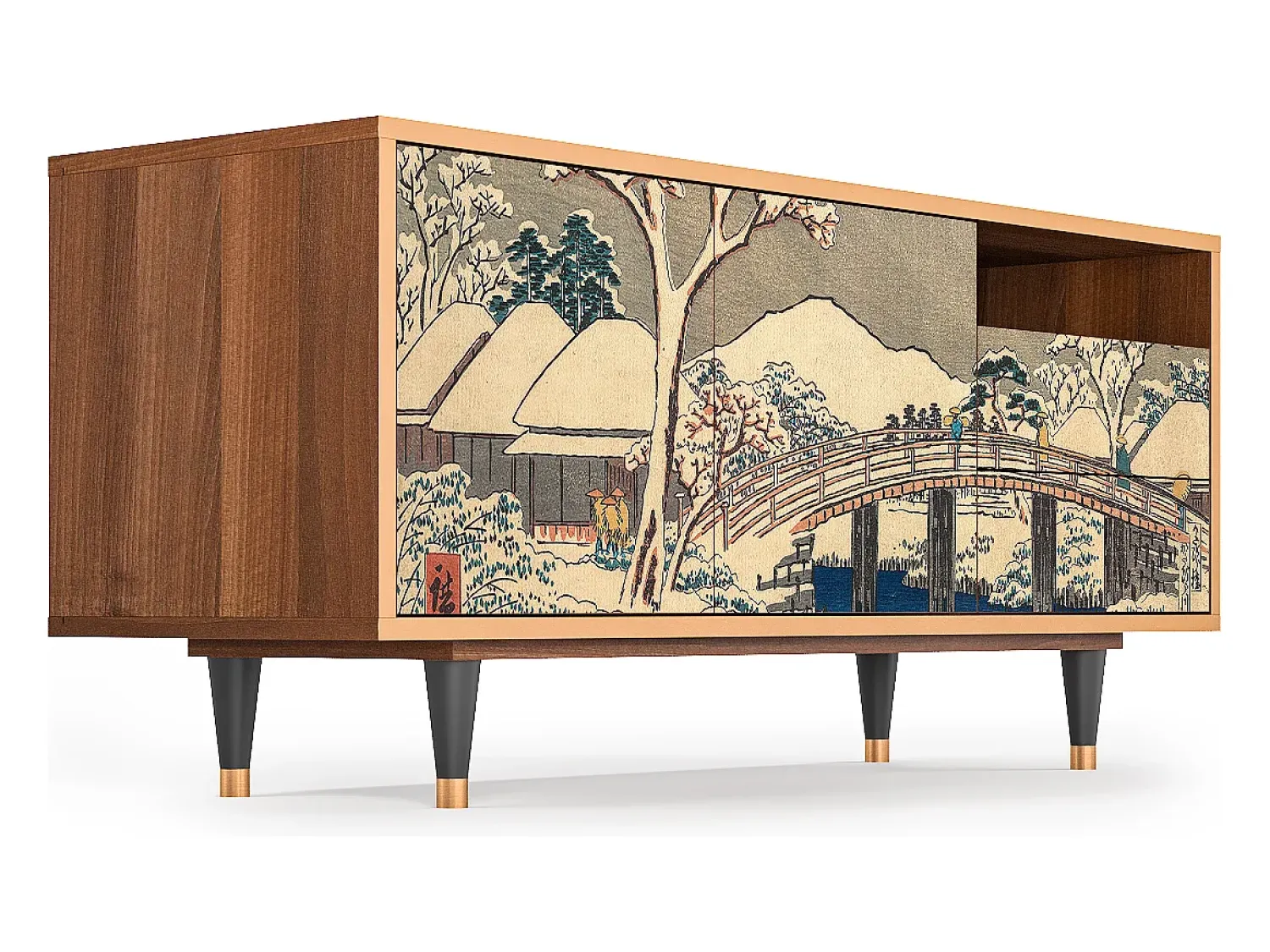 Discount Mueble de TV - 125х56х41 cm - T7 - Katabira River, Nogueira Castanho