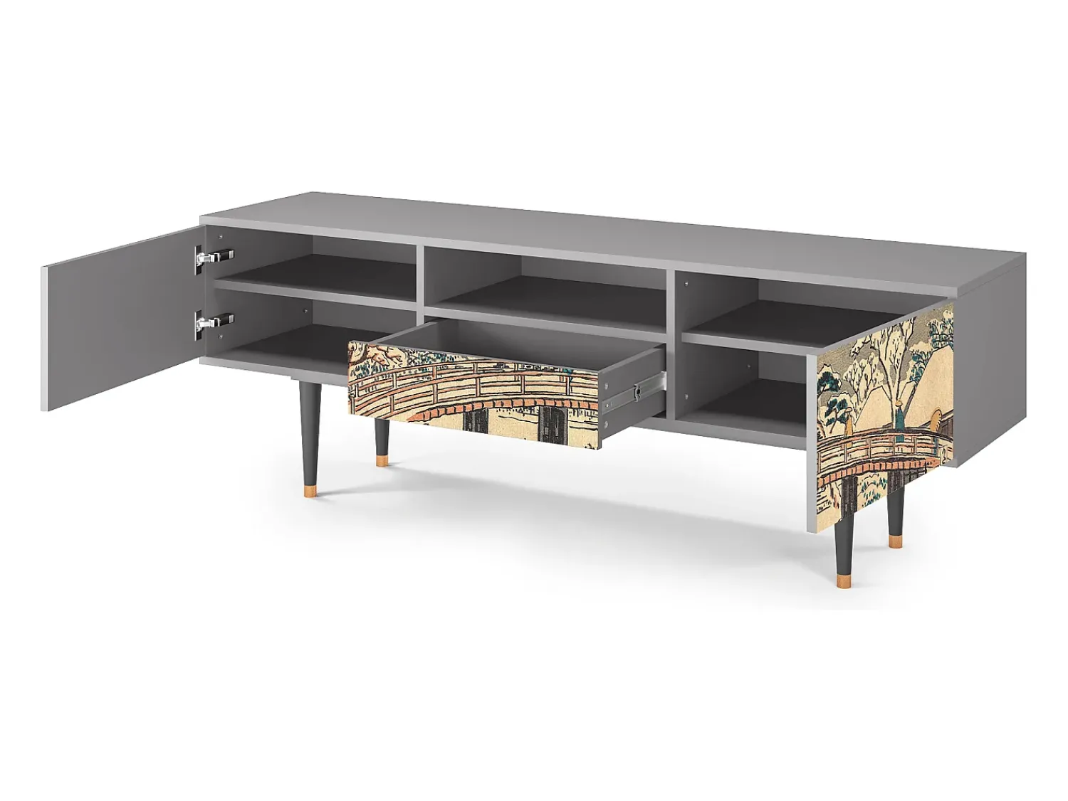 Mueble de TV - 170х59х41 cm - T6 - Katabira River, Cinza^ Móvel De Tv