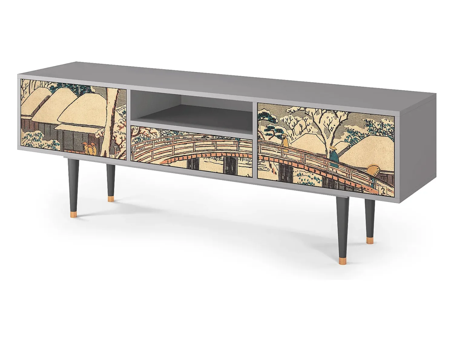 Mueble de TV - 170х59х41 cm - T6 - Katabira River, Cinza^ Móvel De Tv