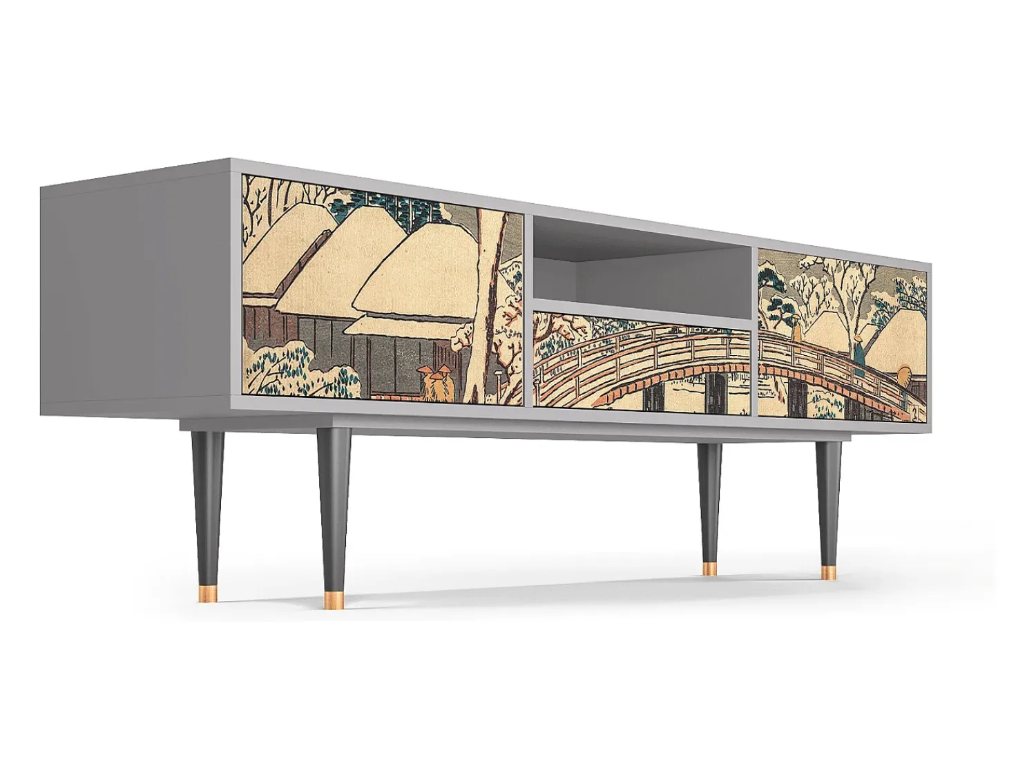Mueble de TV - 170х59х41 cm - T6 - Katabira River, Cinza^ Móvel De Tv