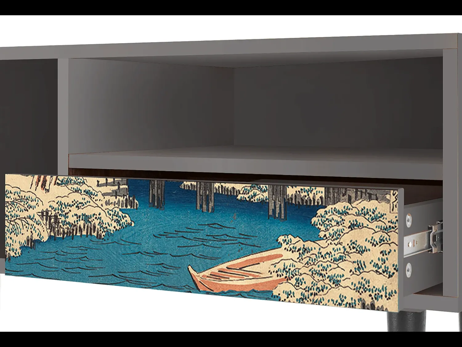 Discount Mueble de TV - 115х59х48 cm - T3 - Katabira River, Cinza Cinzento