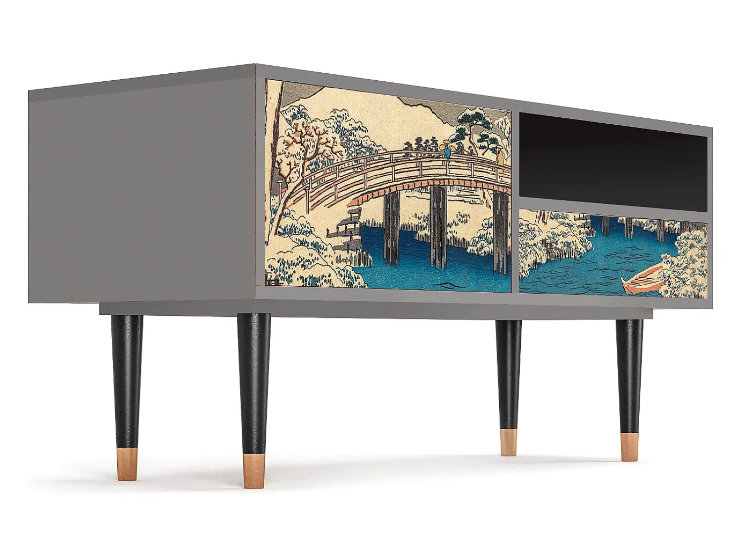 Discount Mueble de TV - 115х59х48 cm - T3 - Katabira River, Cinza Cinzento