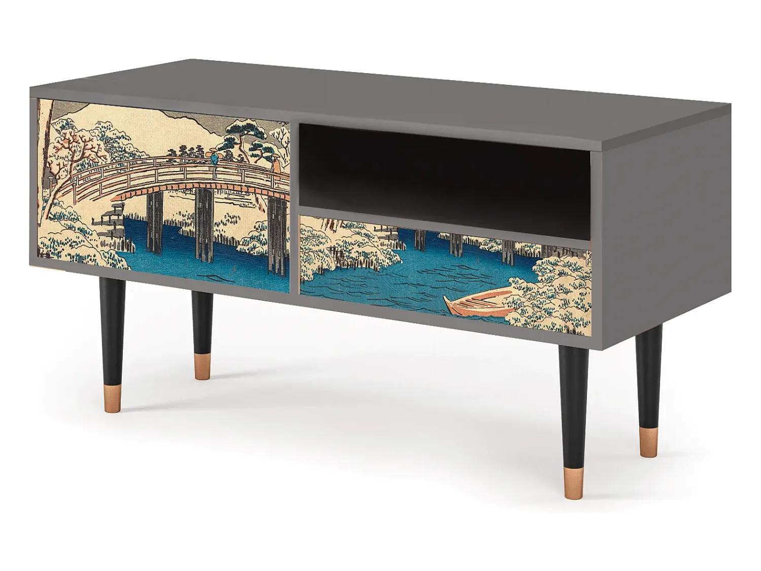 Discount Mueble de TV - 115х59х48 cm - T3 - Katabira River, Cinza Cinzento