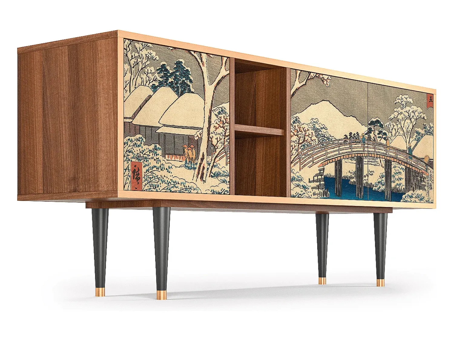 Móvel De Tv* Mueble de TV - 150х69х41 cm - T5 - Katabira River, Nogueira Castanho