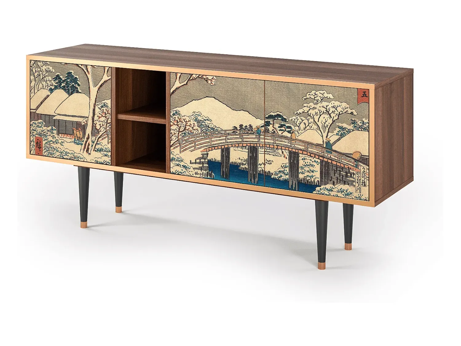 Móvel De Tv* Mueble de TV - 150х69х41 cm - T5 - Katabira River, Nogueira Castanho