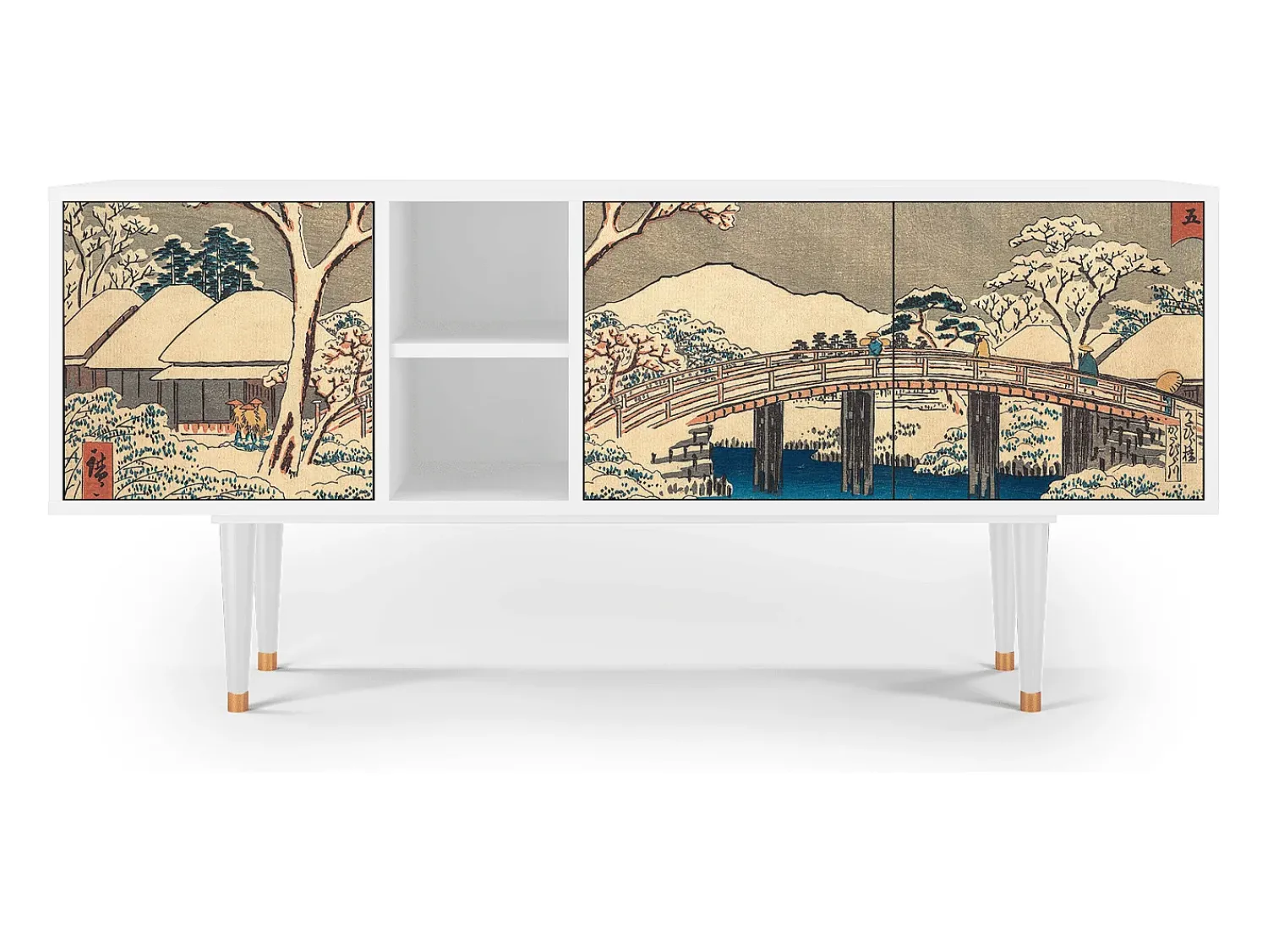 Mueble de TV - 150х69х41 cm - T5 - Katabira River, Branco^ Móvel De Tv