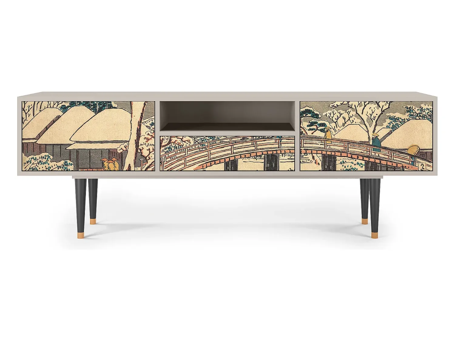 Móvel De Tv| Mueble de TV - 170х59х41 cm - T6 - Katabira River, Areia Bege