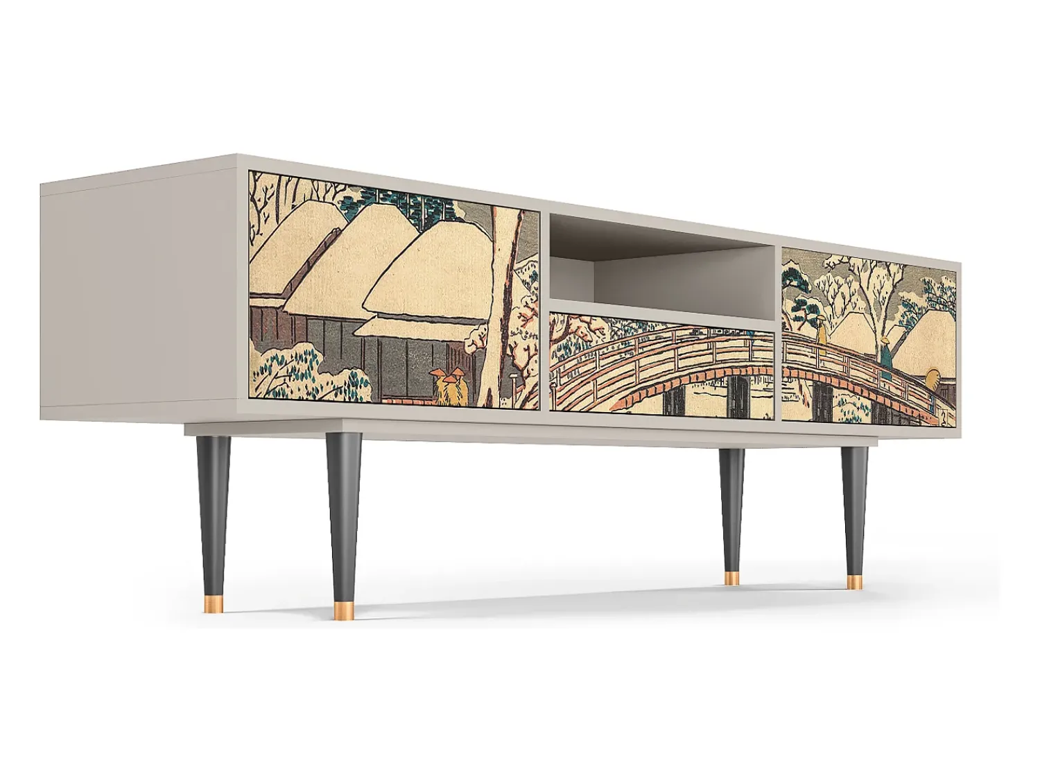 Móvel De Tv| Mueble de TV - 170х59х41 cm - T6 - Katabira River, Areia Bege