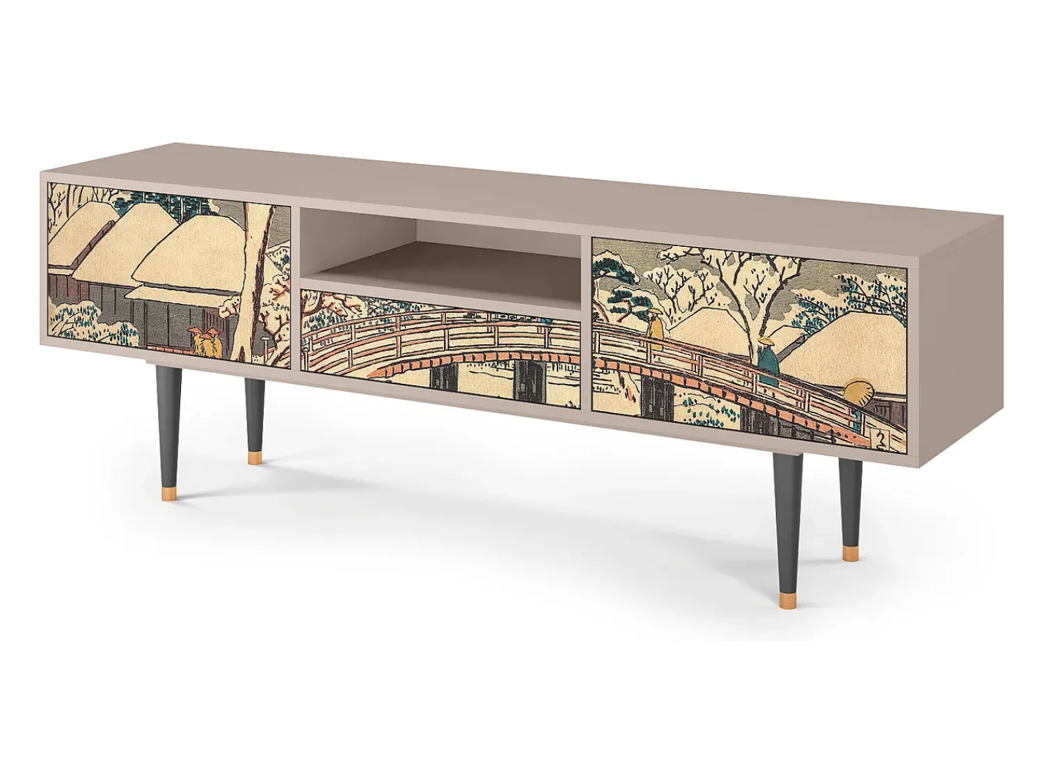 Móvel De Tv| Mueble de TV - 170х59х41 cm - T6 - Katabira River, Areia Bege