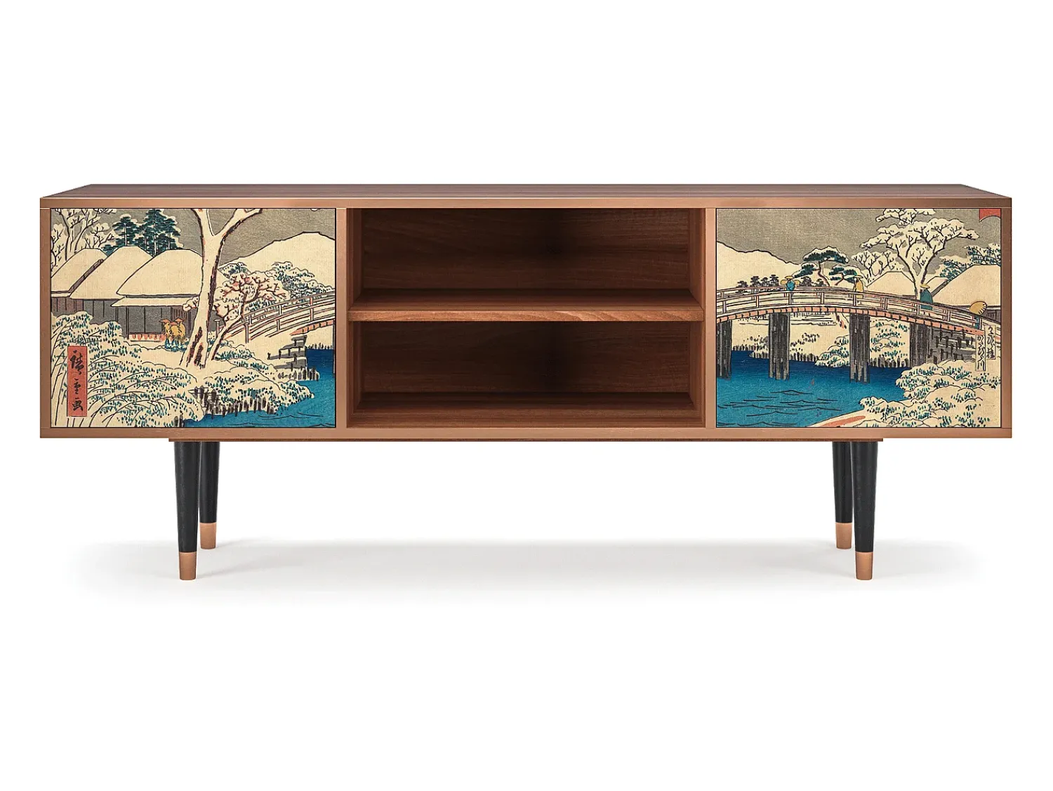 Móvel De Tv* Mueble de TV - 170х69х48 cm - T2 - Katabira River, Nogueira Castanho