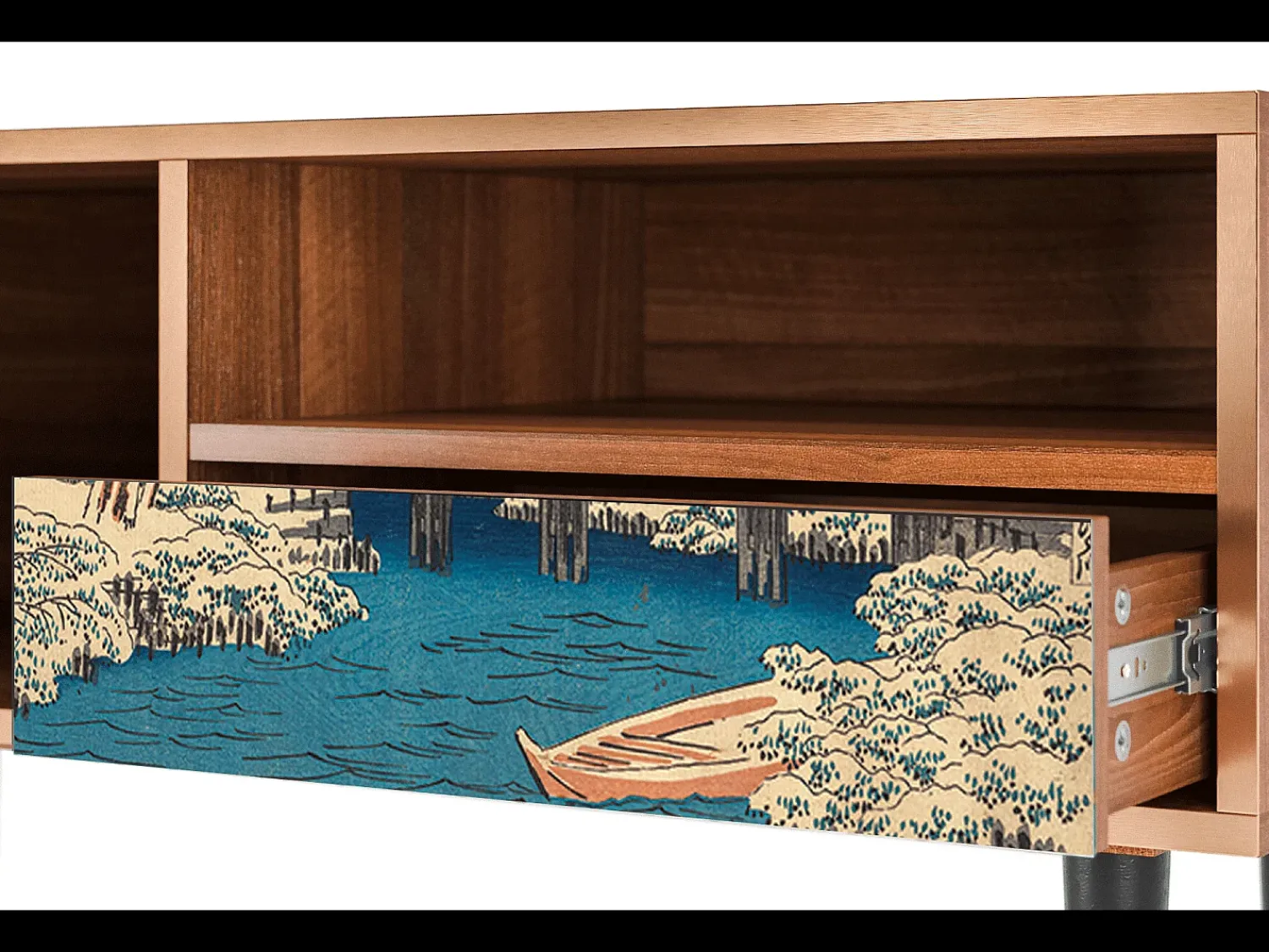 Móvel De Tv* Mueble de TV - 115х59х48 cm - T3 - Katabira River, Nogueira Castanho