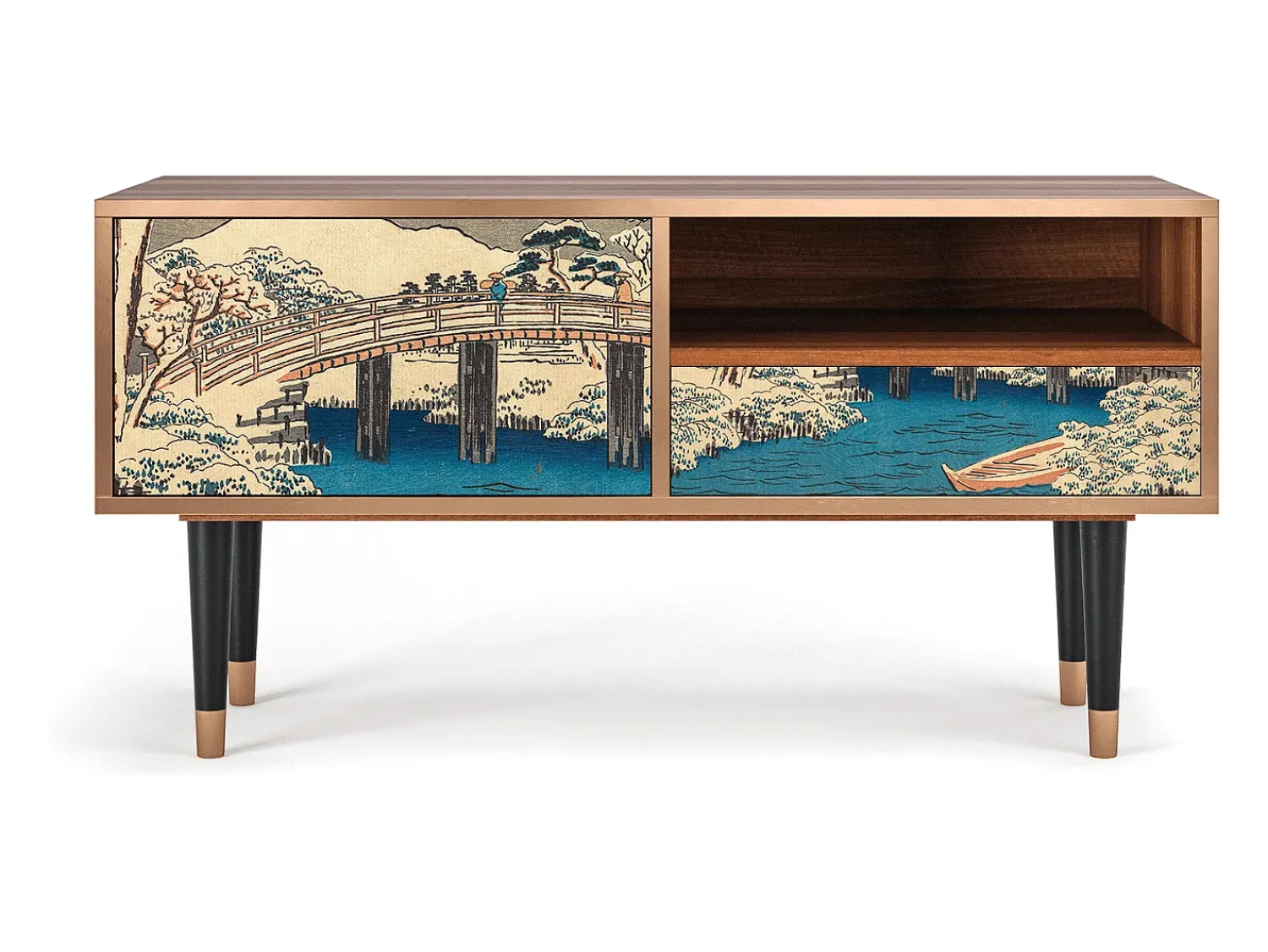 Móvel De Tv* Mueble de TV - 115х59х48 cm - T3 - Katabira River, Nogueira Castanho