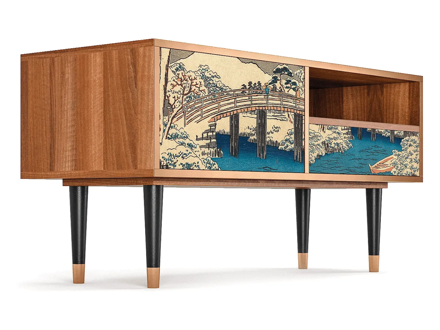 Móvel De Tv* Mueble de TV - 115х59х48 cm - T3 - Katabira River, Nogueira Castanho