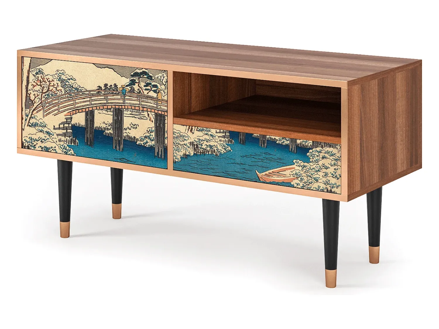 Móvel De Tv* Mueble de TV - 115х59х48 cm - T3 - Katabira River, Nogueira Castanho