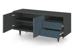 Mueble de TV - 125х56х41 cm - T7 - Knitted Pattern, Antracite Cinza antracite
