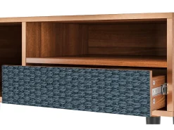New Mueble de TV - 115х59х48 cm - T3 - Knitted Pattern, Nogueira Castanho