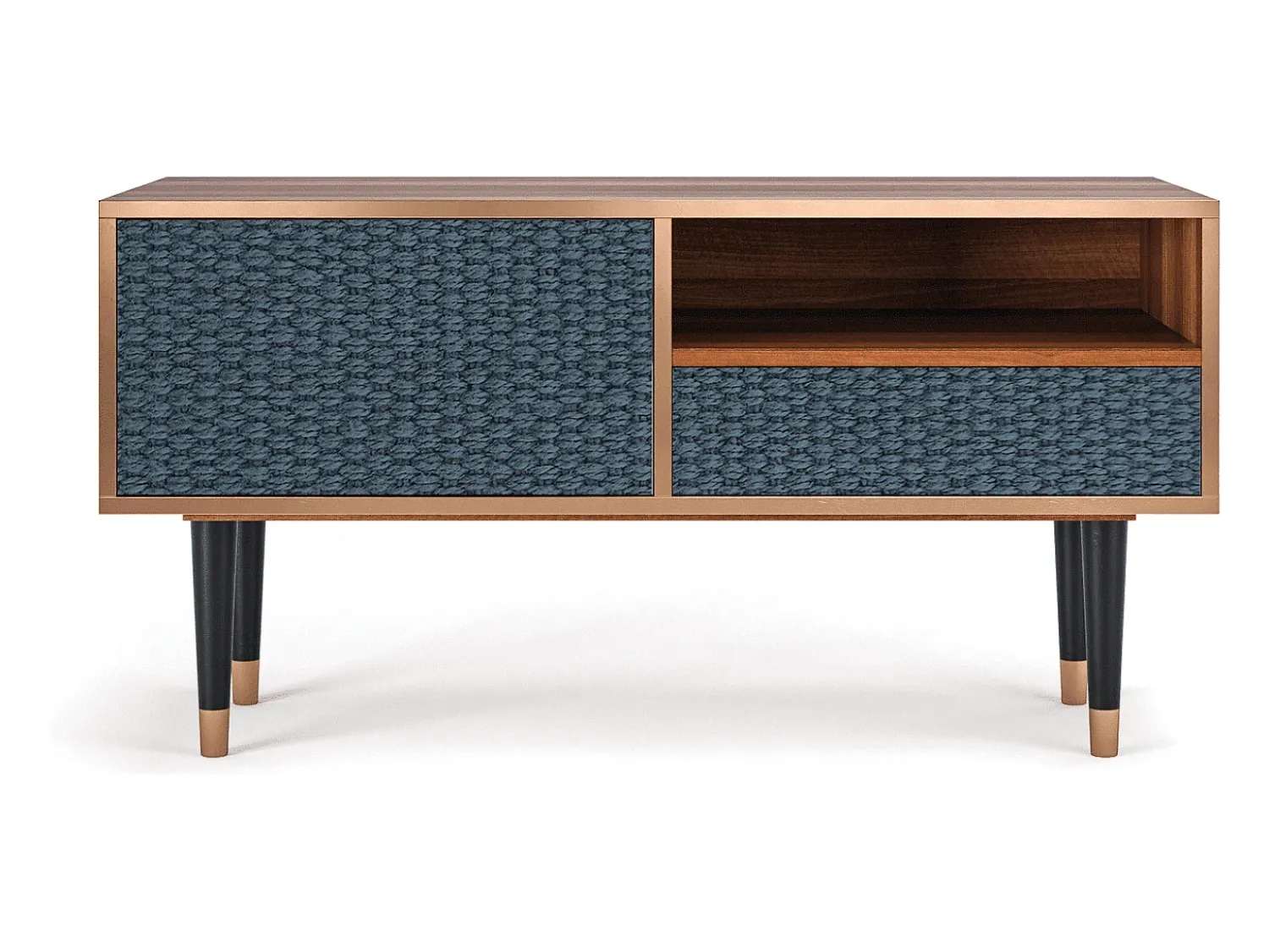 New Mueble de TV - 115х59х48 cm - T3 - Knitted Pattern, Nogueira Castanho